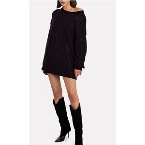 New RtA Celeste Mini Sweater Dress Womens XS Black Mini Long Sleeve